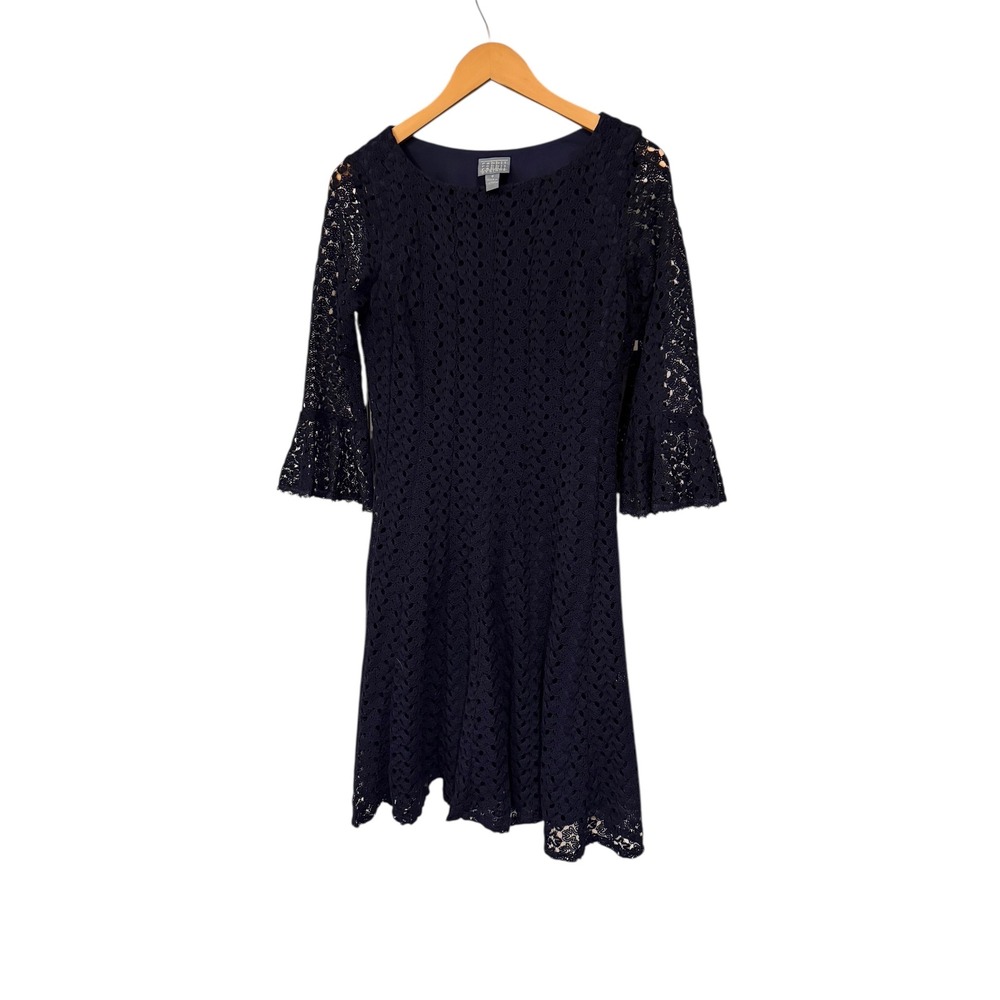 Rabbit Rabbit Rabbit Designs Boho Chic Lace Bell Sleeve Fit Flare Midi Dress 8 - Picture 2 of 4